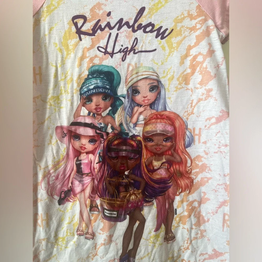 Rainbow High kids girls 10/12 short‎ sleeve nightgown pajamas cartoon dolls pink